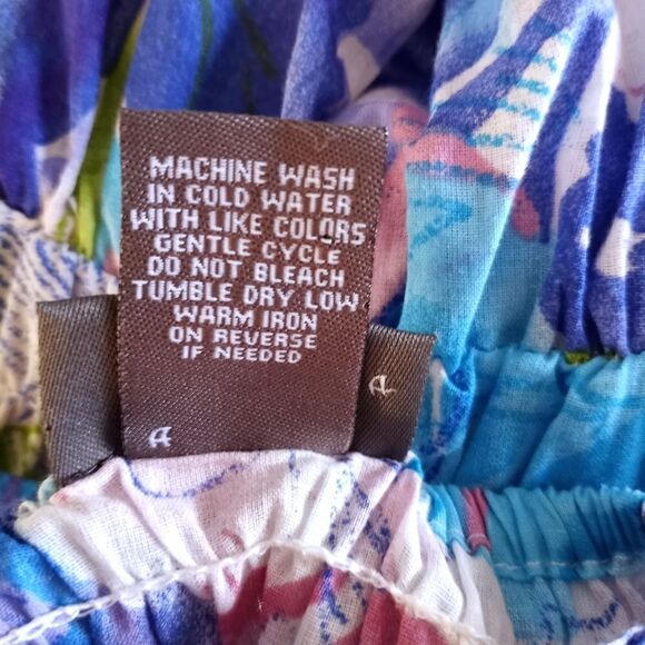 DOTS TURQUOISE & GREEN SMOCKED DRESS SZ.XL EUC - Picture 8 of 8